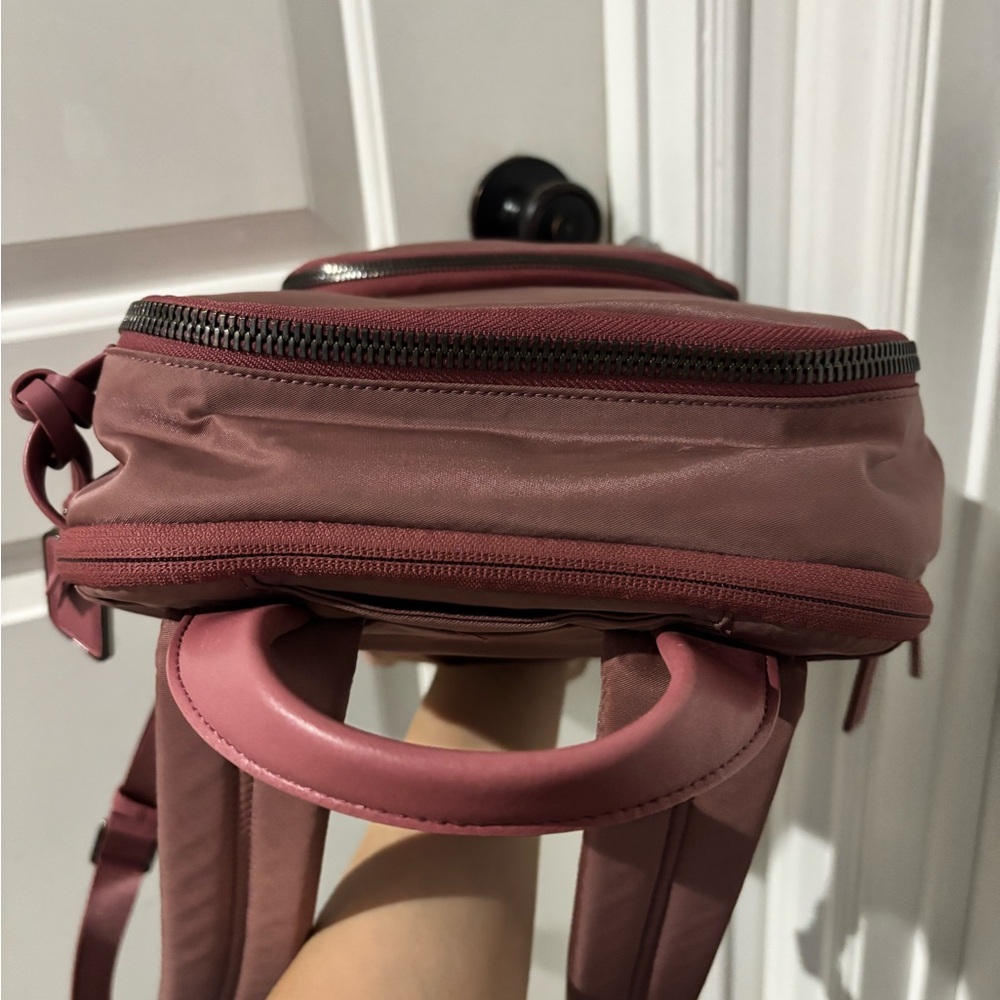 Tumi Voyageur Haley Pink Nylon Backpack Leather Trim Laptop Bag $395 Retail - Picture 7 of 11